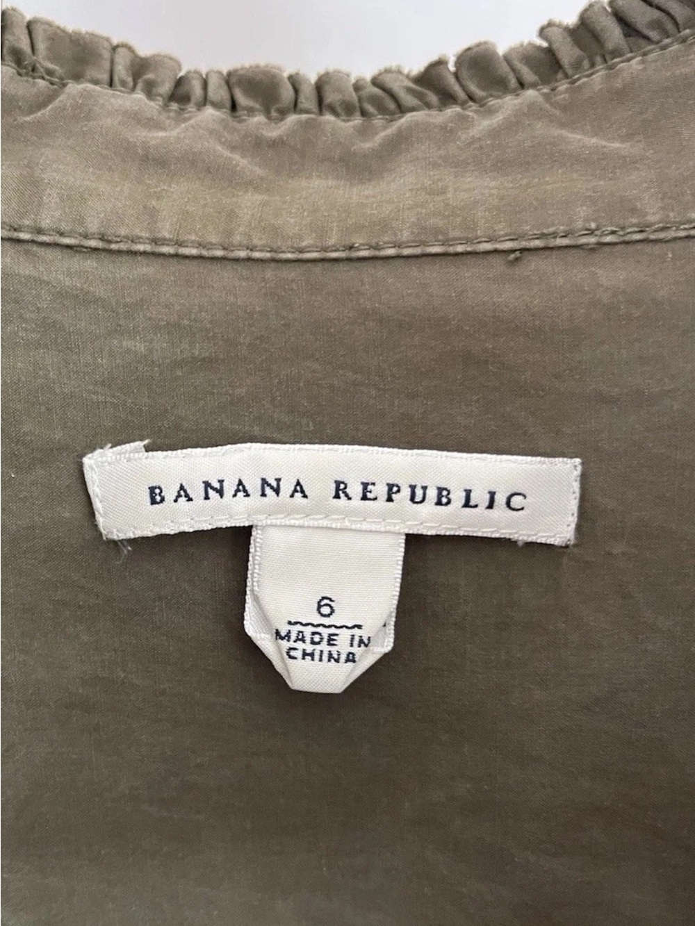Banana‎ Republic Silk Dress Women’s 6 Green Cotton Cargo Knee Elastic Waist Army - Picture 12 of 13